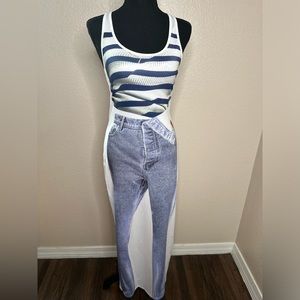 Women' Denim Print Bodycon Maxi Dress